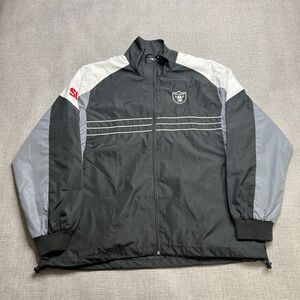 NFL Oakland Raiders Windbreaker Jacket Mens Large Black Gray Insulated Full Zip